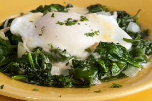 Poached Eggs Florentine with Béarnaise Sauce