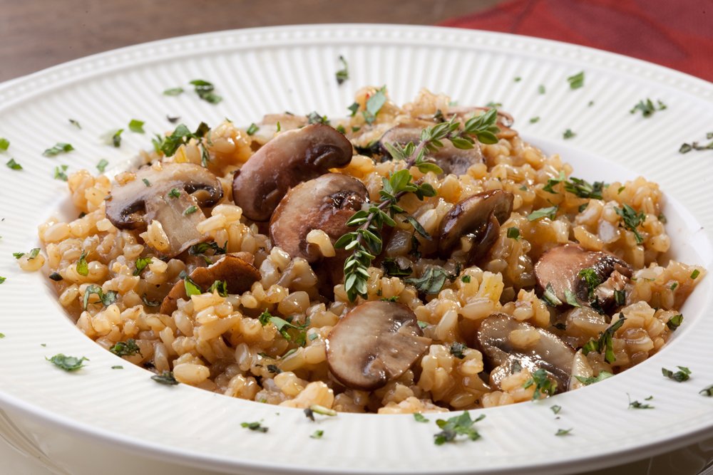 Slow Cooked Brown Rice Risotto and Mushrooms photo