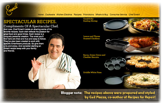 Gail Piazza's food styling on Emeril Lagasse's web site
