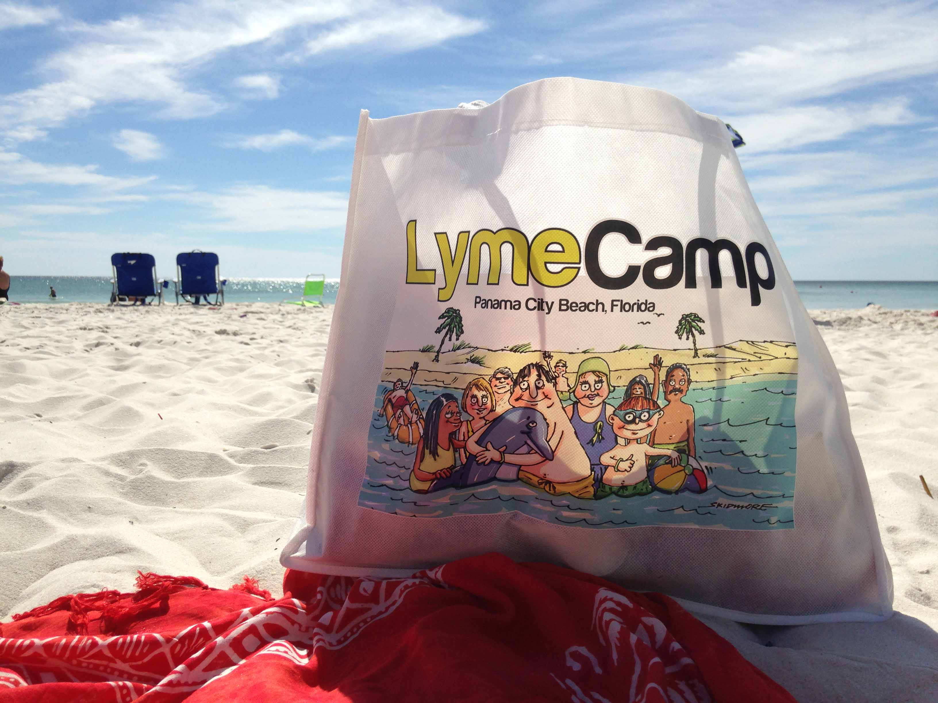 Lyme Camp bag on the beach